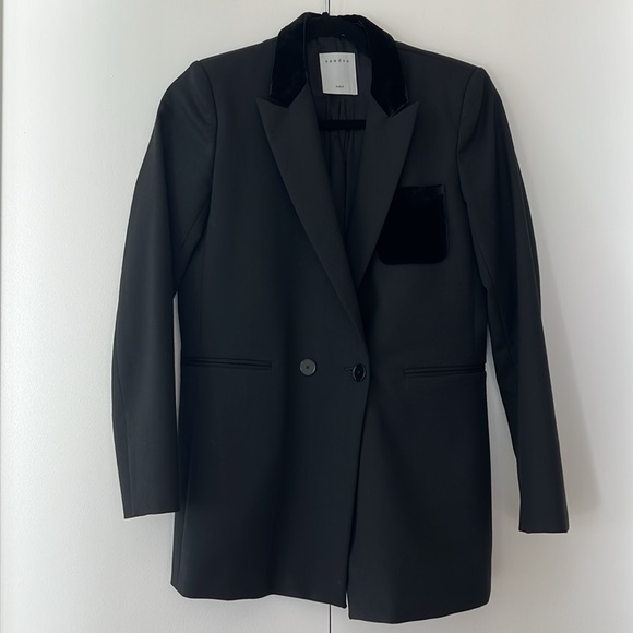 SANDRO PARIS Tailored Jacket With Velvet Pocket Size FR 36 - Picture 4 of 6